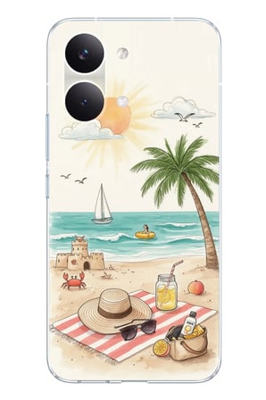 POCO X8 PRO MAX Uyumlu Sulu Boya Sahil ve Deniz Manzaralı Baskılı Silikon Kılıf