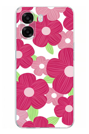 Oppo A6T - A6X Uyumlu Pembe Çiçek Desenli Baskılı Silikon Kılıf