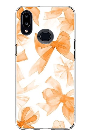 Samsung Galaxy A10S Uyumlu Şeftali Fiyonk Kurdele Baskılı Silikon Kılıf
