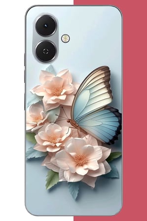 Tecno Spark Go 2 Uyumlu mavi kanatlı kelebek Baskılı Silikon Kılıf