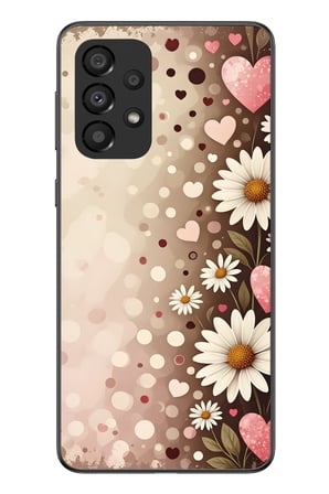 Samsung Galaxy A33 Uyumlu Kalpli Papatya Damlaları Baskılı Silikon Kılıf