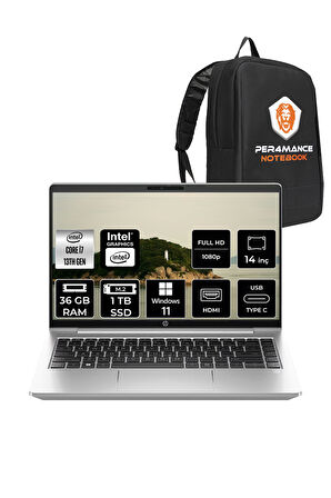 HP ProBook 440 G10 i7-1355U 36GB RAM 1TB SSD 14'' FHD W11HOME Dizüstü Bilgisayar & PER4 ÇANTA