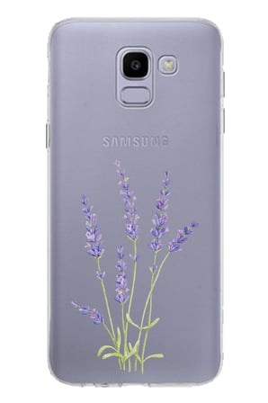 Samsung Galaxy J6 Uyumlu Lavanta Çiçek Tasarımlı Baskılı Silikon Kılıf