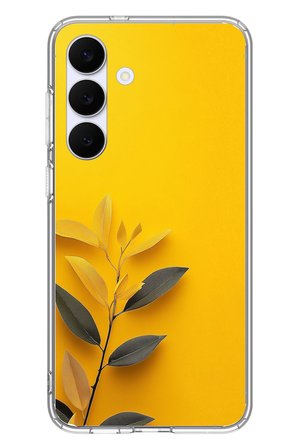 Samsung Galaxy S25 FE Uyumlu Sarı Siyah Çiçekler Baskılı Silikon Kılıf