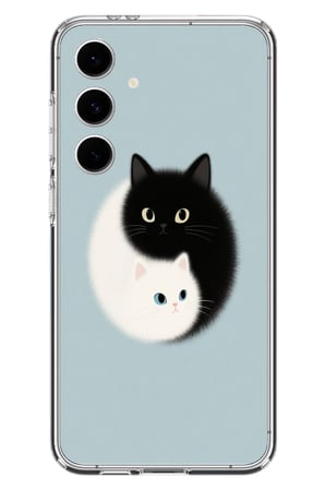 Samsung Galaxy S24 FE Uyumlu Yin Yang Kediler Baskılı Silikon Kılıf