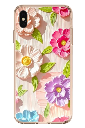 iPhone XS MAX Uyumlu Renkli Çiçek Bahçesi Baskılı Silikon Kılıf