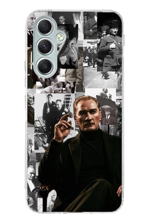 Samsung Galaxy A34 Uyumlu Mustafa Kemal Atatürk Kolajları Baskılı Silikon Kılıf