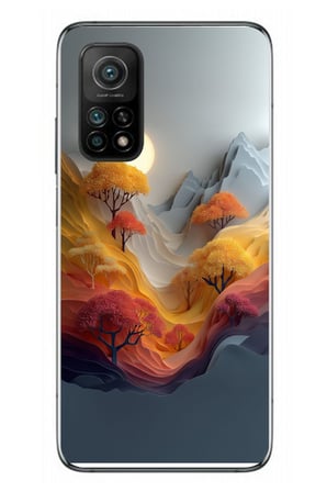 Xiaomi Mi 10 T Uyumlu Renk Dalgalı Manzara Baskılı Silikon Kılıf