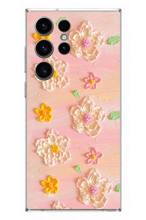 Samsung Galaxy S23 Ultra Uyumlu Pastel Papatya Baskılı Silikon Kılıf