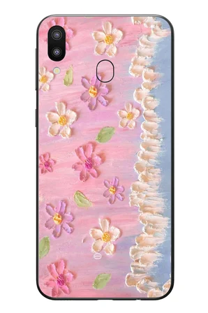 Samsung Galaxy M20 Uyumlu Çiçek Dalgaları Baskılı Silikon Kılıf