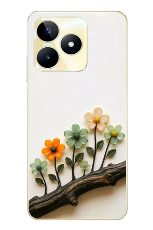 Realme C53 Uyumlu Dalda Açan Çiçekler Baskılı Silikon Kılıf