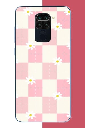Redmi Note 9 Uyumlu papatyalı grid Baskılı Silikon Kılıf