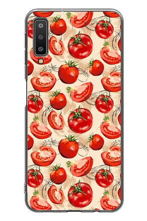 Samsung Galaxy A7 2018 Uyumlu Domatesler Baskılı Silikon Kılıf