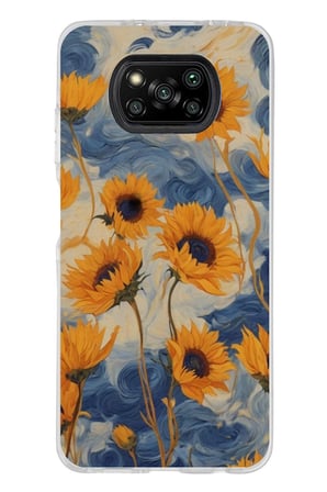 Poco X3-X3 PRO-NFC Uyumlu Yıldızlı Ayçiçekleri Baskılı Silikon Kılıf