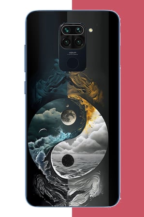 Redmi Note 9 Uyumlu Yin Yang: Gece ve Gündüz Baskılı Silikon Kılıf
