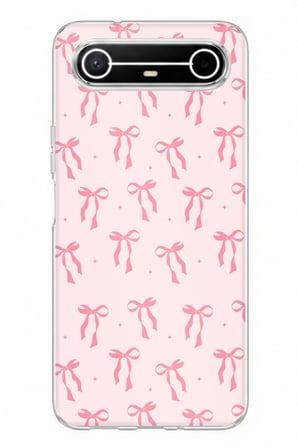 Tecno Spark Slim 5G Uyumlu Soft Pembe Fiyonk Desenli Baskılı Silikon Kılıf