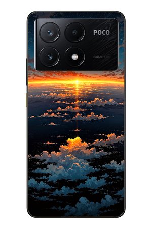 Poco X6 Pro Uyumlu Gün Batımı ve Ay Baskılı Silikon Kılıf