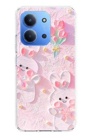 Redmi 15C Uyumlu Sevimli Tavşanlar Baskılı Silikon Kılıf