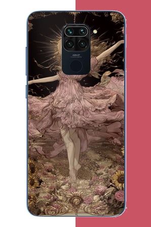 Redmi Note 9 Uyumlu pembe elbiseli kadın Baskılı Silikon Kılıf