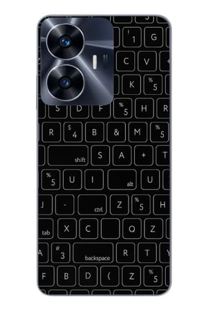 Realme C55 Uyumlu Klavye Tuşları Baskılı Silikon Kılıf