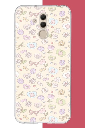 Huawei Mate 20 Lite Uyumlu lale fiyonklu pattern Baskılı Silikon Kılıf