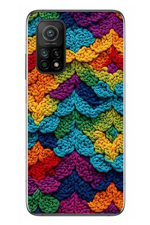 Xiaomi Mi 10 T Uyumlu Renkli Örgüler Baskılı Silikon Kılıf