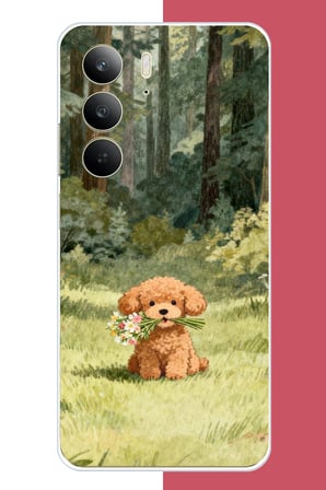 Realme C75 Uyumlu peluş köpek Baskılı Silikon Kılıf