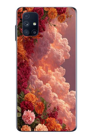 Samsung Galaxy M51 Uyumlu Güller ve Bulutlar Baskılı Silikon Kılıf