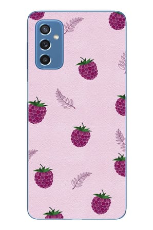 Samsung Galaxy M52 Uyumlu Çilekler Pembesi Baskılı Silikon Kılıf