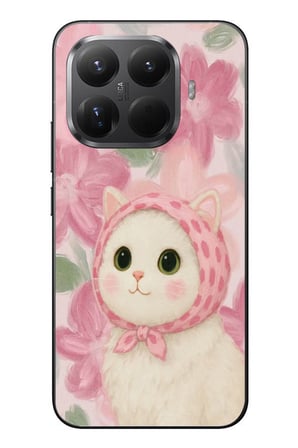 Xiaomi Mi 15T Pro Uyumlu Pembe Örtülü Kedi Baskılı Silikon Kılıf