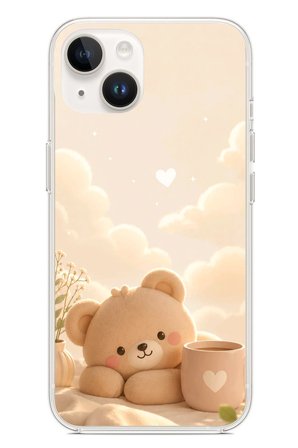 iPhone 14 PLUS Uyumlu Sevimli Tatlı Ayı Baskılı Silikon Kılıf