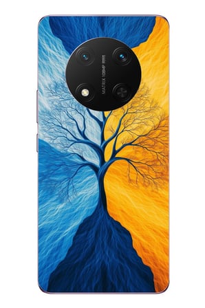 Honor Magic 7 Lite Uyumlu Sarı Mavi Ağaç Baskılı Silikon Kılıf
