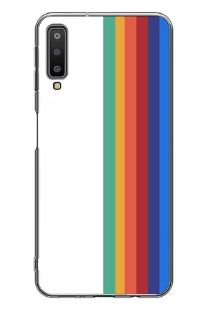 Samsung Galaxy A7 2018 Uyumlu Gökkuşağı Baskılı Silikon Kılıf