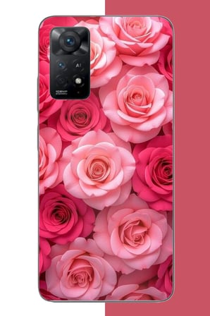 Redmi Note 11E Uyumlu Pembe Gül Bahçesi Baskılı Silikon Kılıf