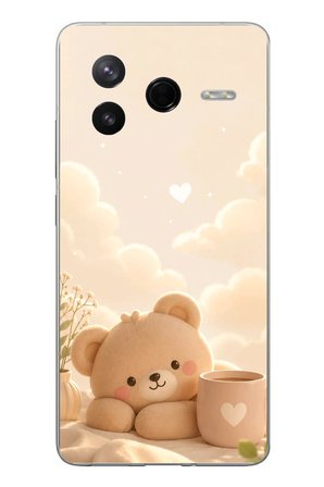 Poco F7 Pro Uyumlu Sevimli Tatlı Ayı Baskılı Silikon Kılıf