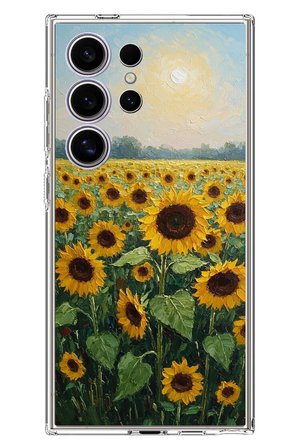 Samsung Galaxy S24 ULTRA Uyumlu Ay çiçeği sulu boya Baskılı Silikon Kılıf