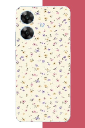 Realme Note 60 Uyumlu sarı lila çiçek Baskılı Silikon Kılıf