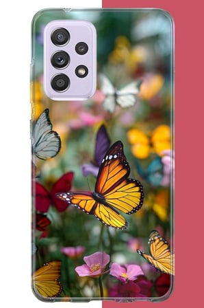 Samsung Galaxy A72 Uyumlu Kelebek Bahçesi Baskılı Silikon Kılıf