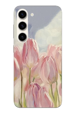 Samsung Galaxy S23 Uyumlu Pembe Laleler Baskılı Silikon Kılıf