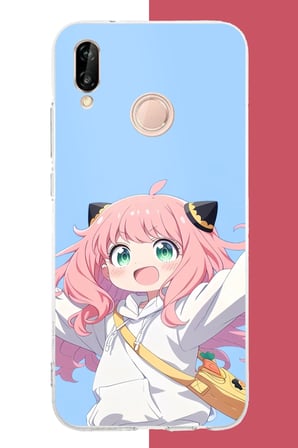 Huawei P20 Lite Uyumlu kawaii pembe saçlı kız Baskılı Silikon Kılıf
