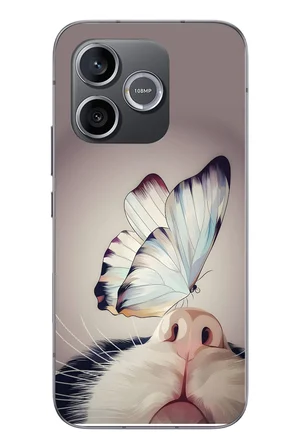 Honor 600 Uyumlu Kelebekli Kedi Baskılı Silikon Kılıf
