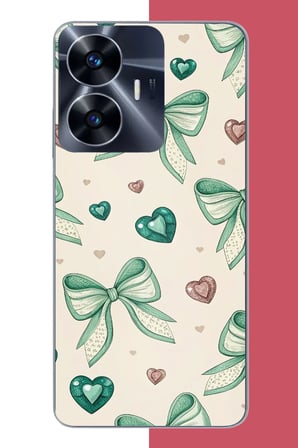 Realme C55 Uyumlu yeşil fiyonk Baskılı Silikon Kılıf