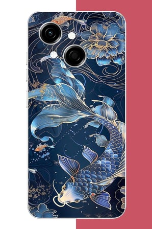 Tecno Spark GO 1 Uyumlu mavi yüzen balık Baskılı Silikon Kılıf