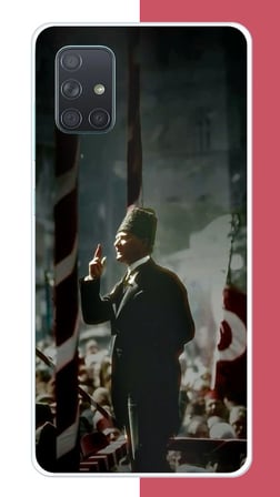 Samsung Galaxy A71 Uyumlu halka seslenen atatürk Baskılı Silikon Kılıf