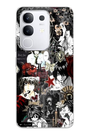 Vivo Y29 Uyumlu Death Note Kolaj Tasarımlı Baskılı Silikon Kılıf