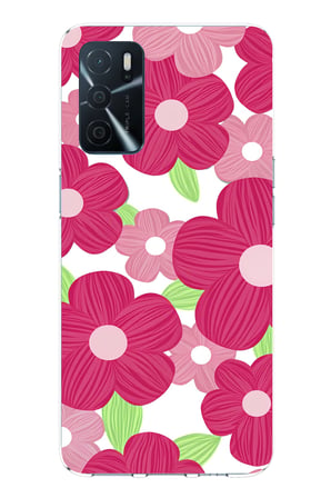 Oppo A16 Uyumlu Pembe Çiçek Desenli Baskılı Silikon Kılıf