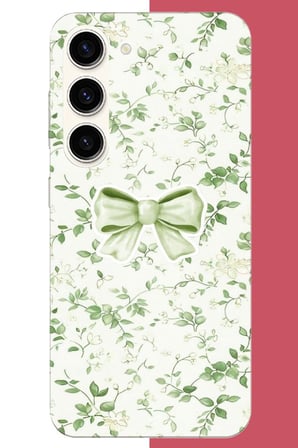 Samsung Galaxy S23 Uyumlu yeşil fiyonk pattern Baskılı Silikon Kılıf