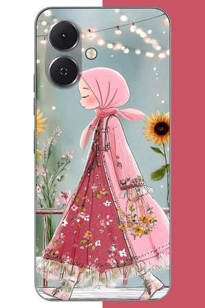 Tecno Spark Go 2 Uyumlu pembe elbiseli kız Baskılı Silikon Kılıf