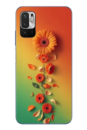 Redmi Note 10 5G Uyumlu Ayçiçeği Bükleleri Baskılı Silikon Kılıf