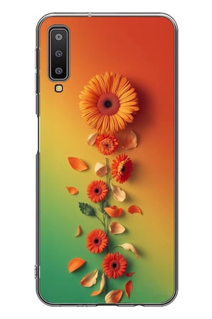 Samsung Galaxy A7 2018 Uyumlu Ayçiçeği Bükleleri Baskılı Silikon Kılıf